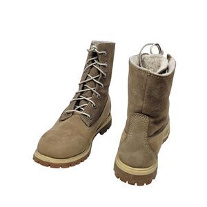 Timberland Women's size 8 Brown Leather Fleece Lace Up Waterproof Boots